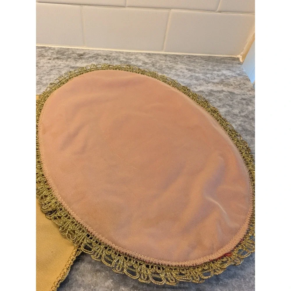 Hungarian Velvet Table Toppers Tapestry w/ Gold Trim, Set Of Two With Embroidery